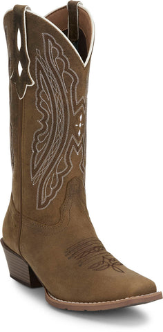 Justin Womens Rae Taupe Leather Cowboy Boots