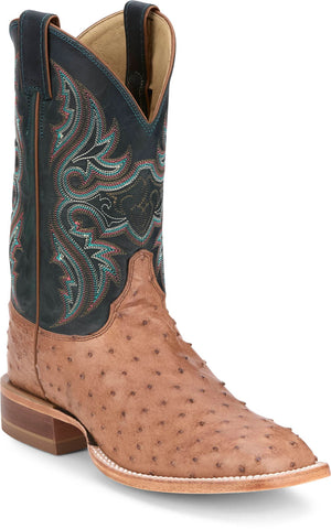 Justin Mens Moseley Cognac/Green FQ Ostrich Cowboy Boots