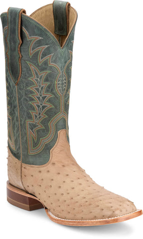 Justin Mens Chisolm 13in Vintage Tan FQ Ostrich Cowboy Boots
