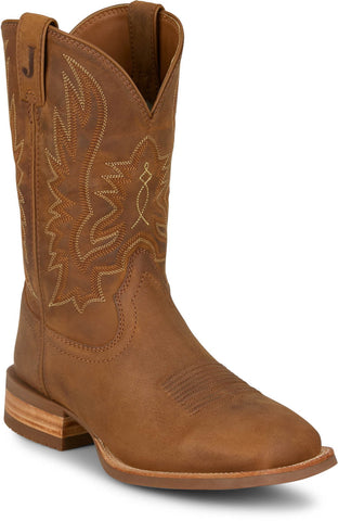 Justin Mens Rustle Chestnut Brown Cowhide Cowboy Boots