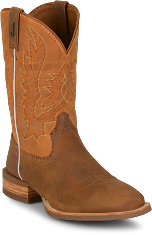 Justin Mens Rustle Rustic Amber Cowhide Cowboy Boots