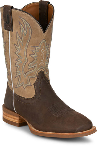 Justin Mens Rustle Grizzly Cowhide Cowboy Boots
