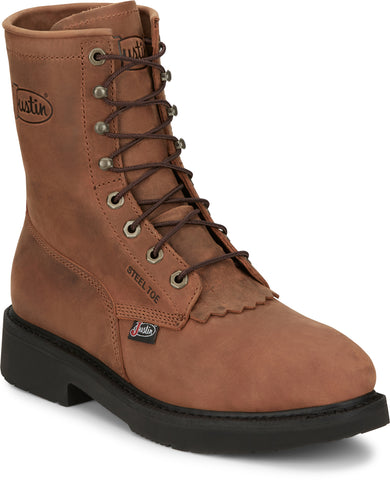 Justin Mens Livestock Aged Brown Leather Work Boots 9.5 EE