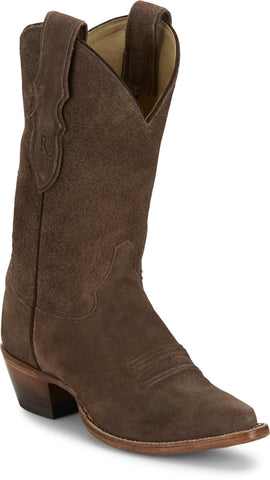 Justin Womens Fancy Mocha Suede Cowboy Boots
