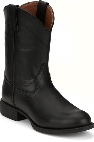 Justin Mens Kilgore Stampede Roper Jet Leather Cowboy Boots