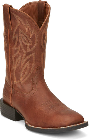 Justin Mens Canter 11in Western Hazel Brown Water Buffalo Cowboy Boots