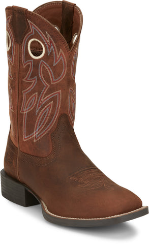 Justin Mens Bowline Pecan Brown Leather Cowboy Boots