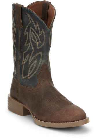 Justin Mens Rendon Barnwood Brown Cowhide Cowboy Boots