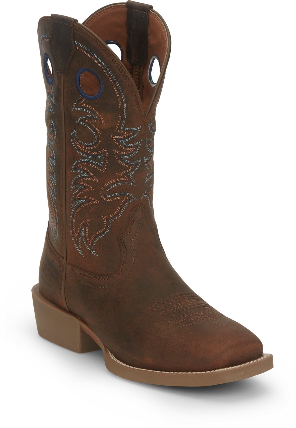 Justin 12in Mens Coffee Brown Stampede Leather Cowboy Boots The