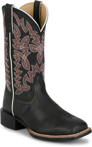 Justin Womens Ashtyn 11in Western Black Goat Leather Cowboy Boots