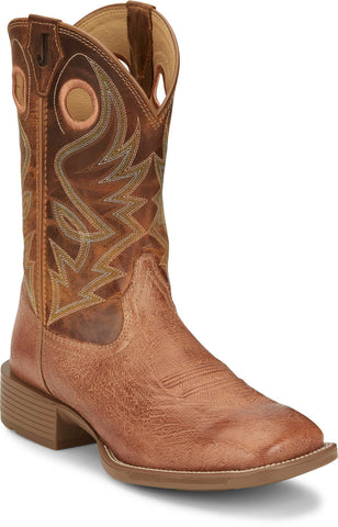 Justin Mens Roswell 11in Cognac Leather Cowboy Boots