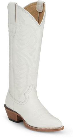 Justin Womens Evelyn Snow White Leather Cowboy Boots
