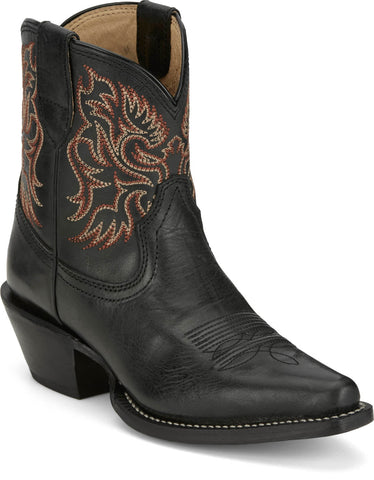 Justin Womens Isabella Coal Leather Cowboy Boots