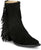 Justin Womens Bev 7in Bootie Black Suede Fringe Ankle Boots