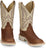 Justin Mens Trainor 11in Western Caramel/Off-White Leather Cowboy Boots