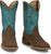 Justin Mens Big Bucks 11in Western Walnut/Blue Leather Frontier Cowboy Boots
