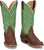Justin Mens Show Off 13in Western Green/Bay Leather Frontier Cowboy Boots
