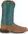 Justin Womens Shay 11in Western Tan/Turquoise Leather Bent Rail Cowboy Boots