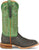Justin Mens Cowman 13in Shrunken Shoulder Chocolate/Green Leather Cowboy Boots