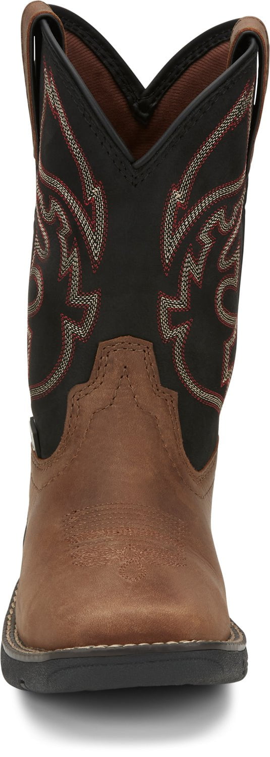 Justin Kids Unisex Black Brown Rush Junior Leather Cowboy Boots The Western Company