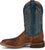 Justin Mens Poston 11in Western Amber/Blue Leather Bent Rail Cowboy Boots