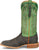 Justin Mens Cowman 13in Shrunken Shoulder Chocolate/Green Leather Cowboy Boots