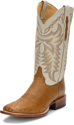 Justin 13in Mens Antique Saddle Pascoe Smooth Ostrich Cowboy Boots