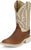 Justin Mens Trainor 11in Western Caramel/Off-White Leather Cowboy Boots