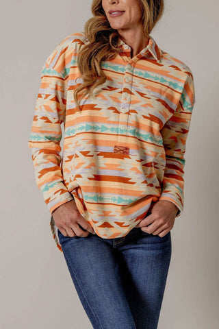 Kimes Ranch Womens Judith Orange Cotton Blend L/S Tunic