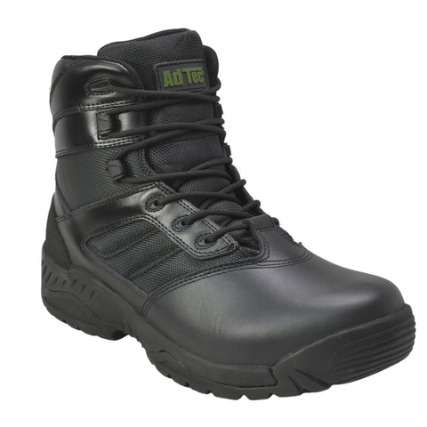 AdTec Mens 6in Polishable Side Zipper Black Military Boots
