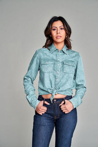 Kimes Ranch Womens KC Top Light Blue 100% Tencel L/S Shirt