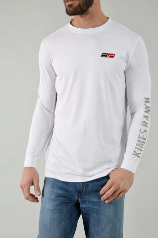 Kimes Ranch Mens KR2 Performance White Polyester L/S T-Shirt