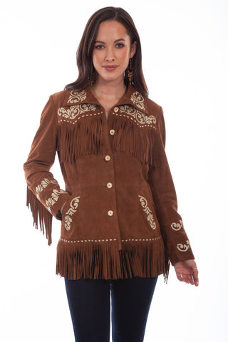 Scully Womens Cinnamon Leather Western Fringe Jacket XXL