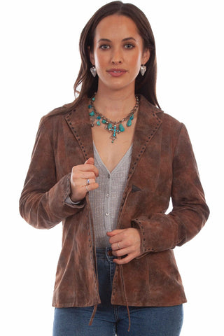 Scully Womens Marbled Soft Brown Leather Leather Jacket