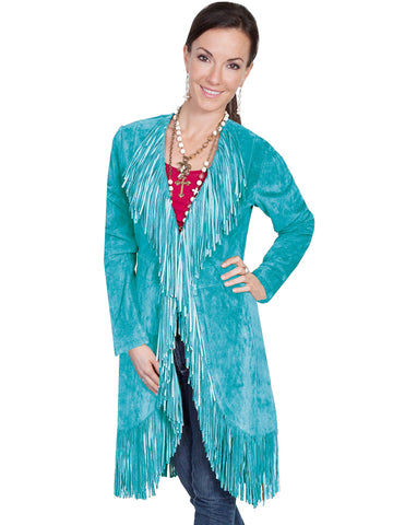 Scully Womens Dark Turquoise Boar Suede Maxi Coat L