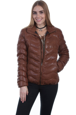 Scully Womens Cognac Lambskin Soft Ribbed Jacket