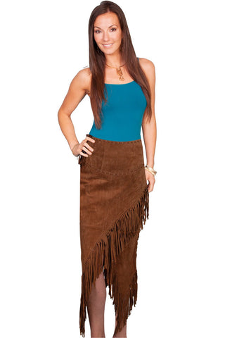 Scully Womens Cinnamon Suede Long Skirt S