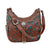 American West Womens Lady Lace 9.5in Hobo Medium Brown Leather Handbag Bag