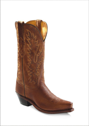 Old West Tan Canyon Womens All Leather 12in Snip Toe Cowboy Western Boots 5 B