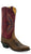 Old West Womens Fashion Wear Cloudy Brown/Cloudy Burgundy Leather Cowboy Boots