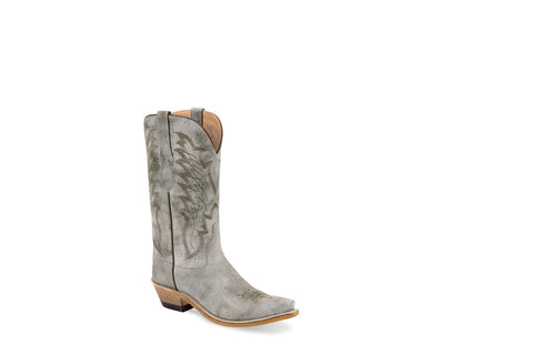 Old West Womens Fashion Snip Grey Leather Cowboy Boots 7 B