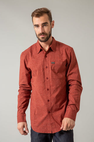 Kimes Ranch Mens Linville Solid Red Cotton blend L/S Shirt