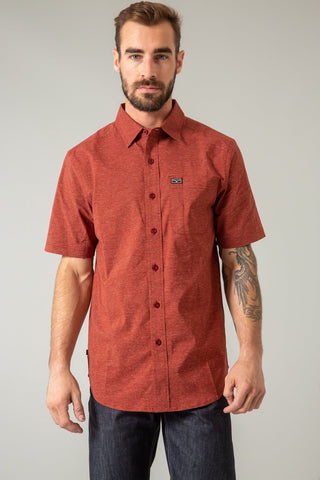 Kimes Ranch Mens Linville Solid Red Cotton blend S/S Shirt