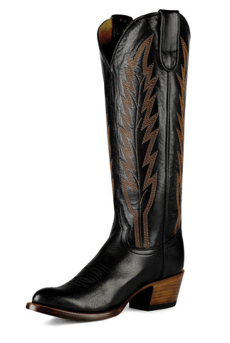 Macie Bean Womens Burnin Daylight Black Leather Cowboy Boots