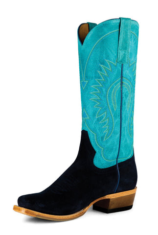 Macie Bean Womens Looney Moon Marine Blue Suede Cowboy Boots 6.5 M
