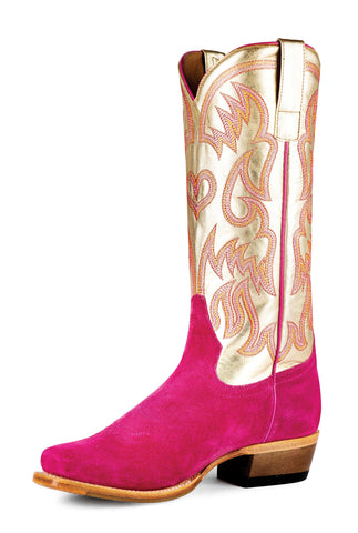 Macie Bean Womens Golden Daze Gold Suede Cowboy Boots 7.5 M