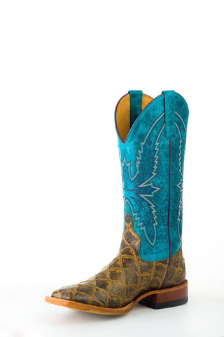 Miss Macie Bean Womens Turquoise Leather Reely Good Time Fashion Boots 7 M