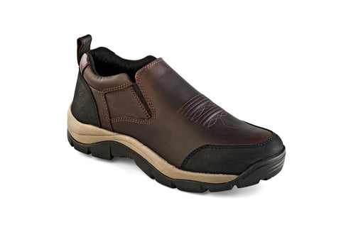 Old West Dark Brown Mens Leather Western Slip-on Shoes 9EE
