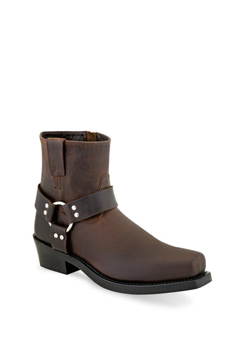 Old West Brown Mens Leather Harness Motorcycle Boots 9D