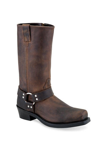 Old West Brown Mens Leather Harness Tall Motorcycle Boots 10D